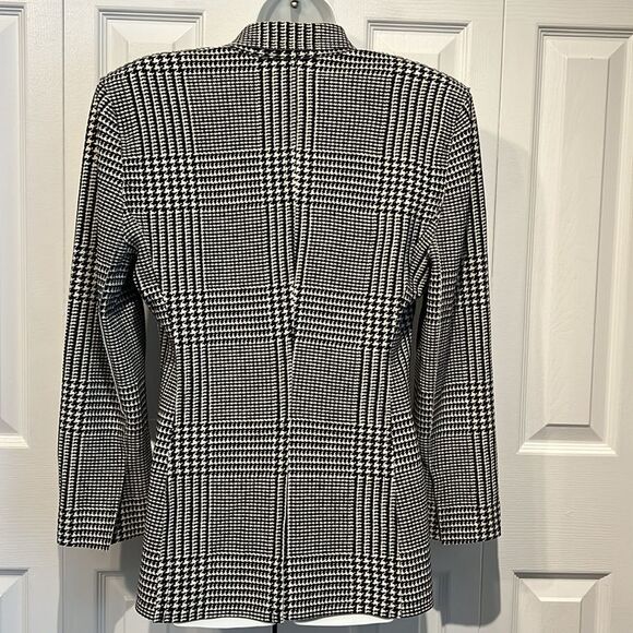 Norma Kamali Black/White Ponte Plaid Houndstooth Blazer Size S - Picture 10 of 16